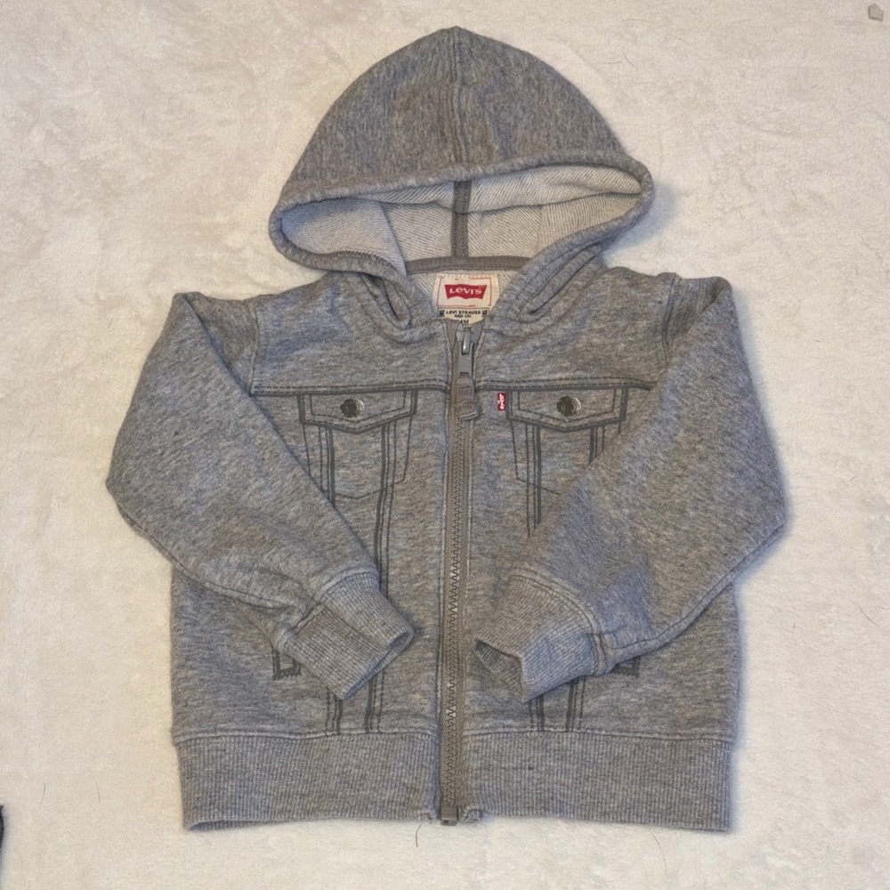 Levi's Kids Heather Gray Hooded Zip-Up Sweatshirt